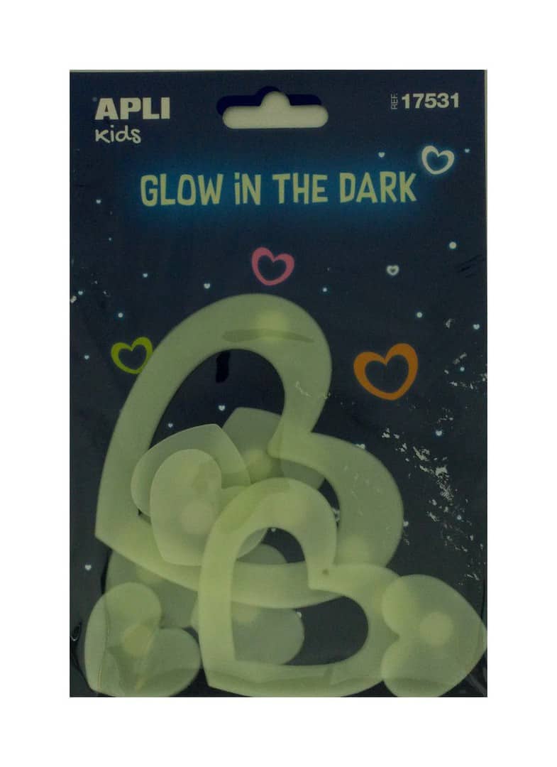 APLI Kids Stickers Glow In The Dark Hearts