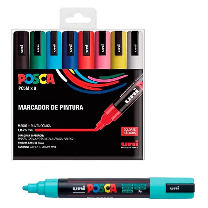 Rotulador POSCA PC-5M Estuche 8 Colores pastel