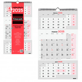 Calendario Pared 3 Meses Vista Finocam 2025